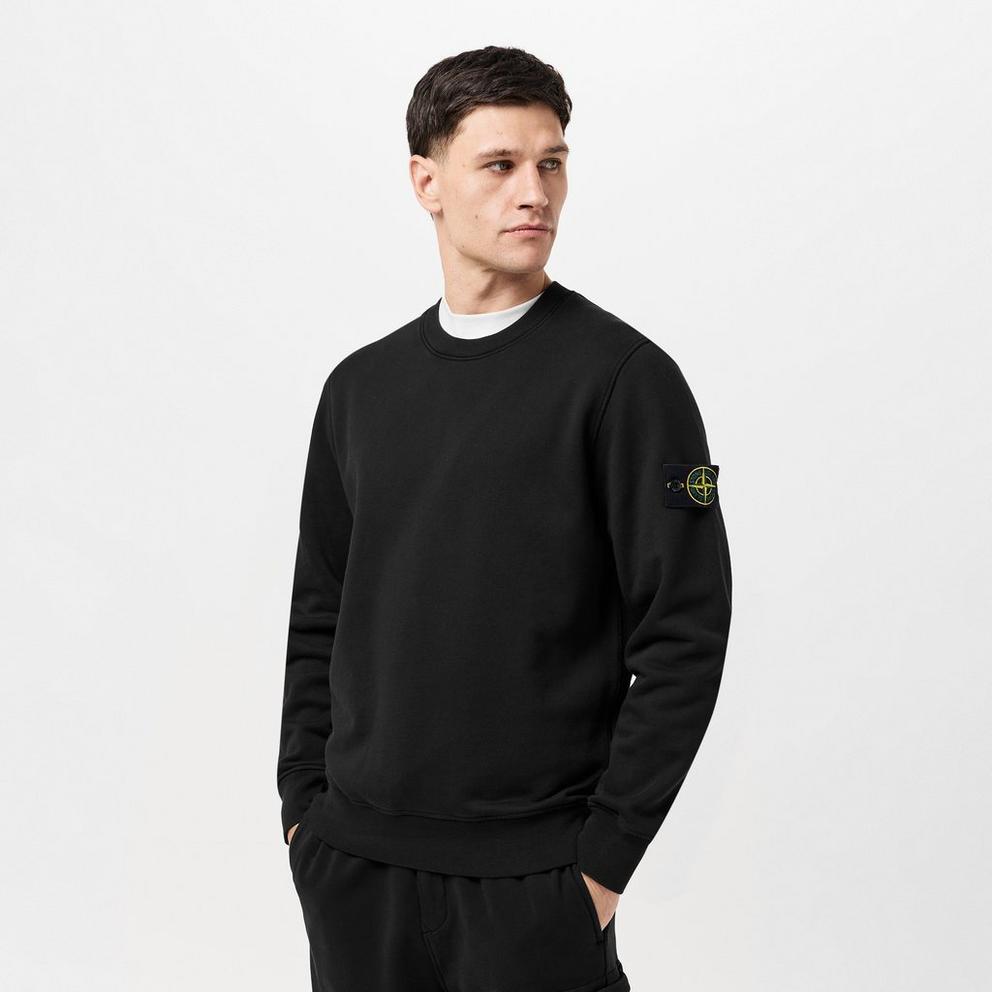 Stone Island Men's Logo Lightweight Cotton Fleece Jumper
