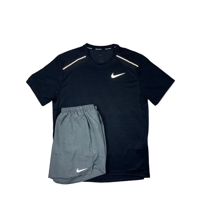 NIKE MILER BLACK & GREY SHORT SET