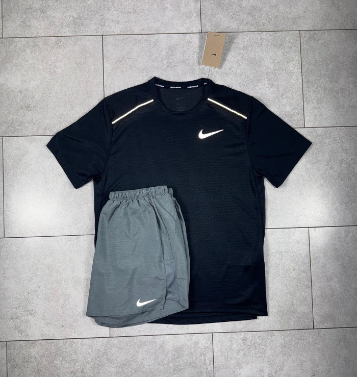 NIKE MILER BLACK & GREY SHORT SET