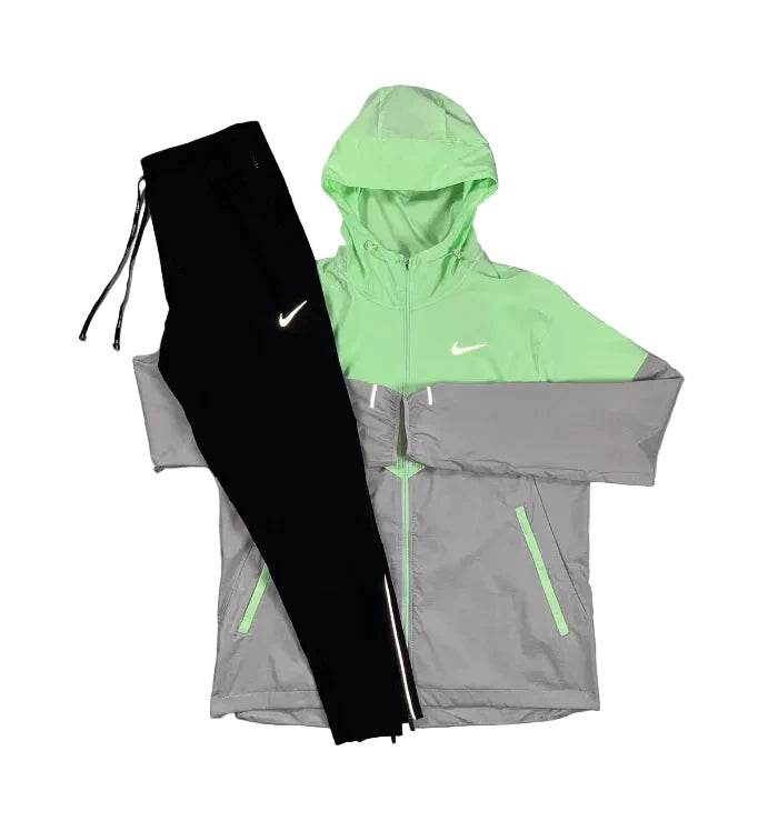NIKE VAPOUR GREEN WINDRUNNER JACKET & BLACK NIKE PHENOM PANTS SET