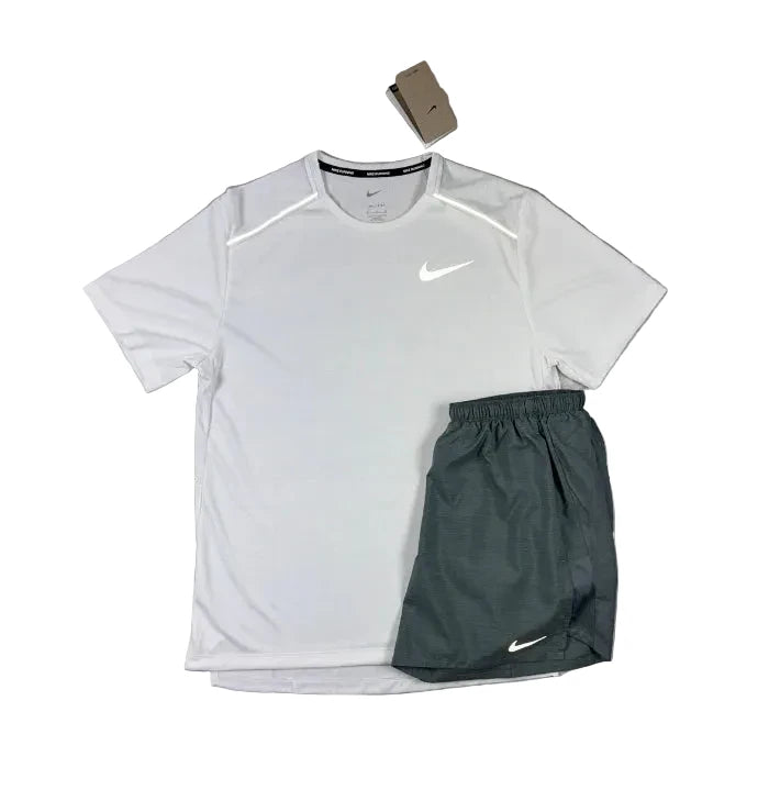 NIKE MILER WHITE & GREY SHORT SET