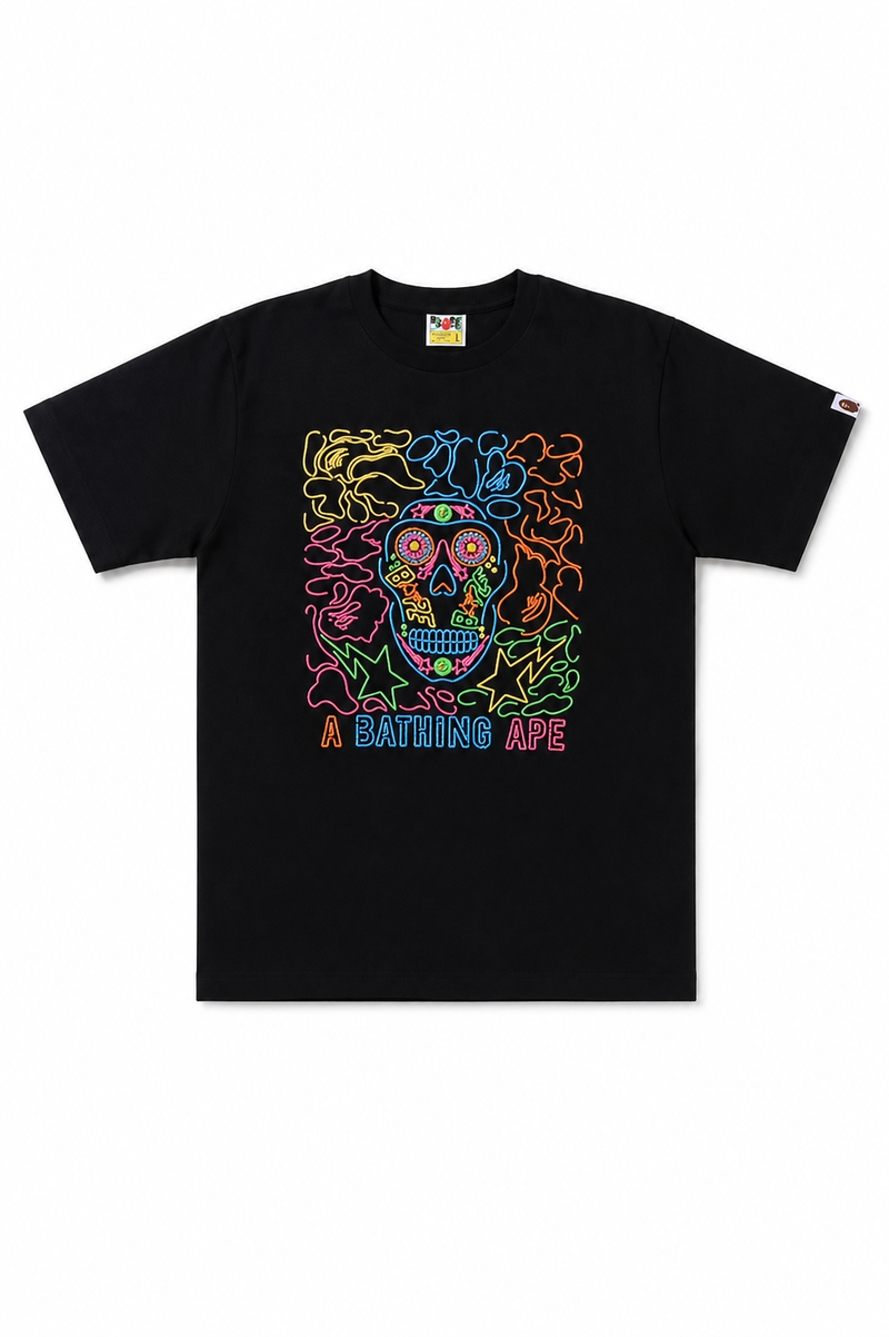 BAPE Halloween Neon Mexican Skull Tee Black