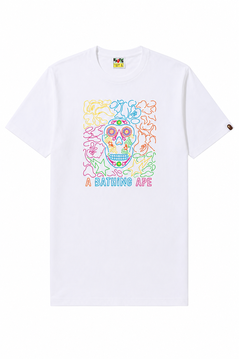 BAPE Halloween Neon Mexican Skull Tee White