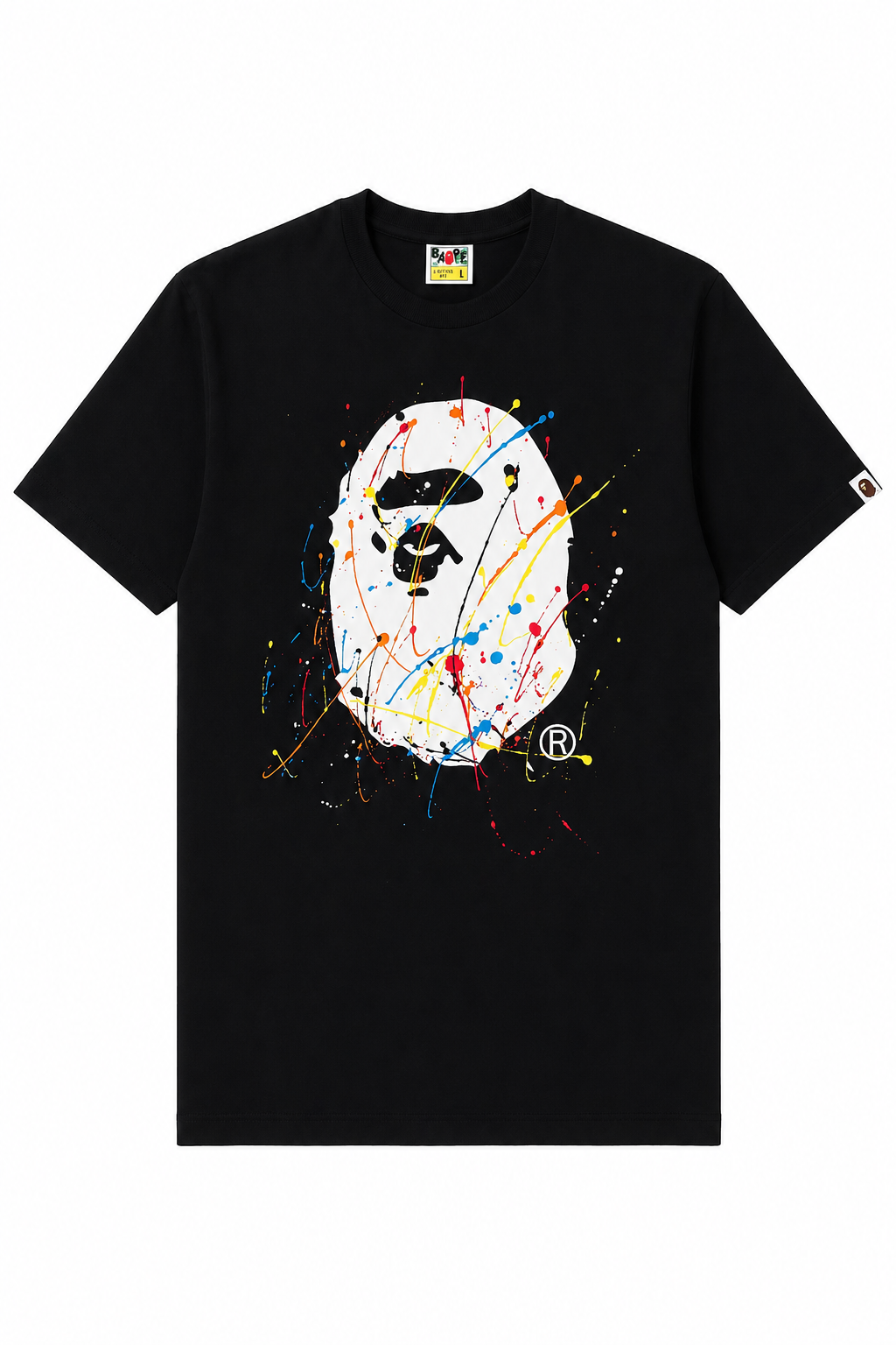 BAPE Paint Splatter Ape Head Tee Black