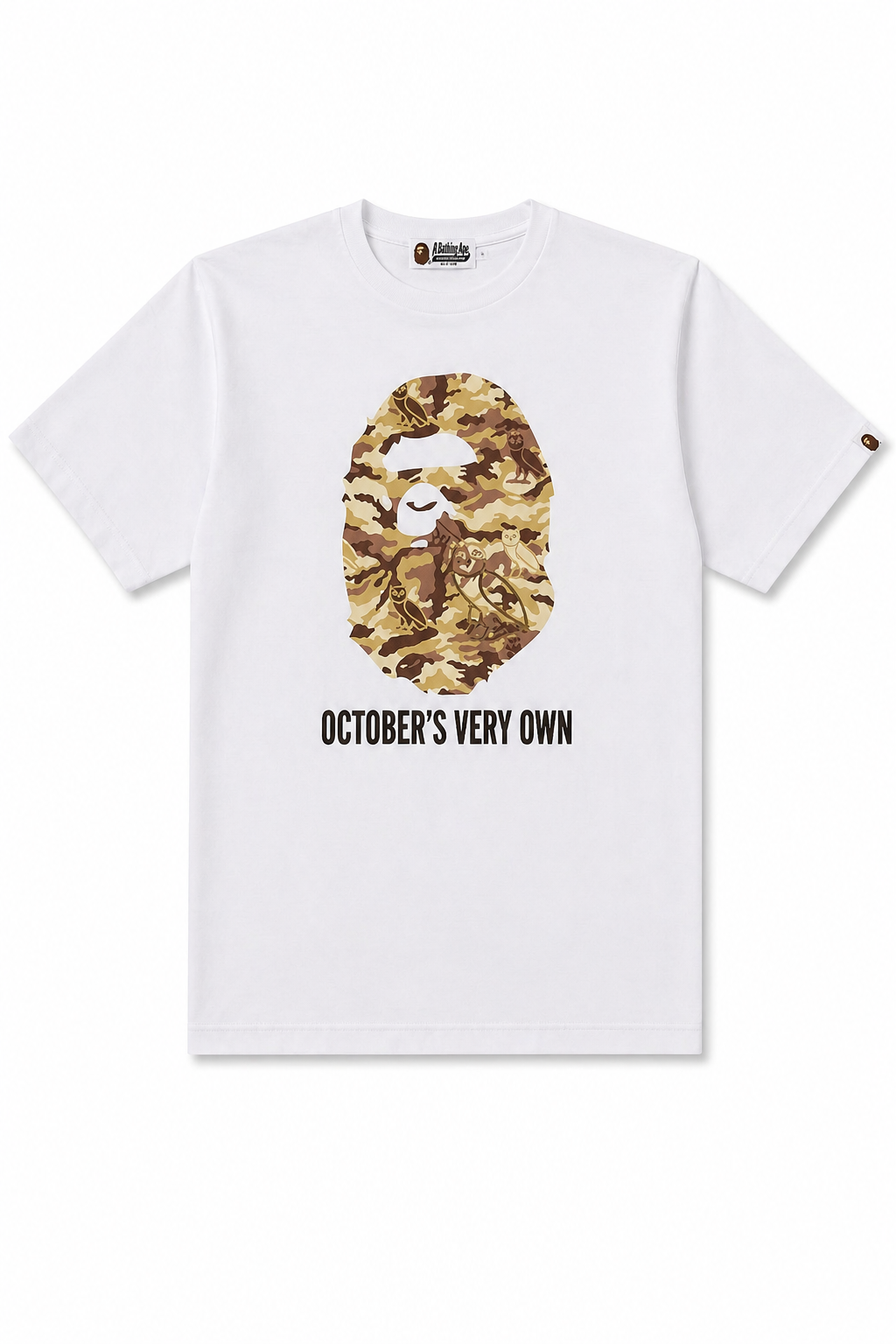 BAPE x OVO Woodland Camo Ape Head T-shirt White