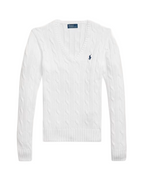Cable-Knit Cotton V-Neck Jumper for Women